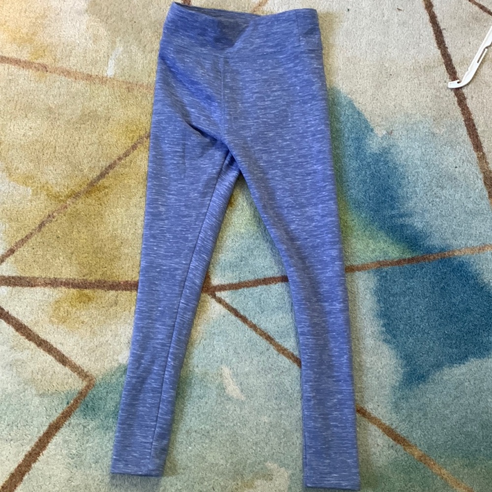 Blue with white accents, soft, runway leggings